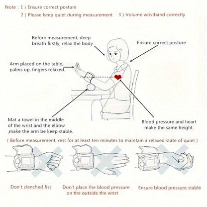 🔥جهاز قياس ضغط الدم الرقمي للمعصم - شاشة LCD، صوت، حقيبة محمولة